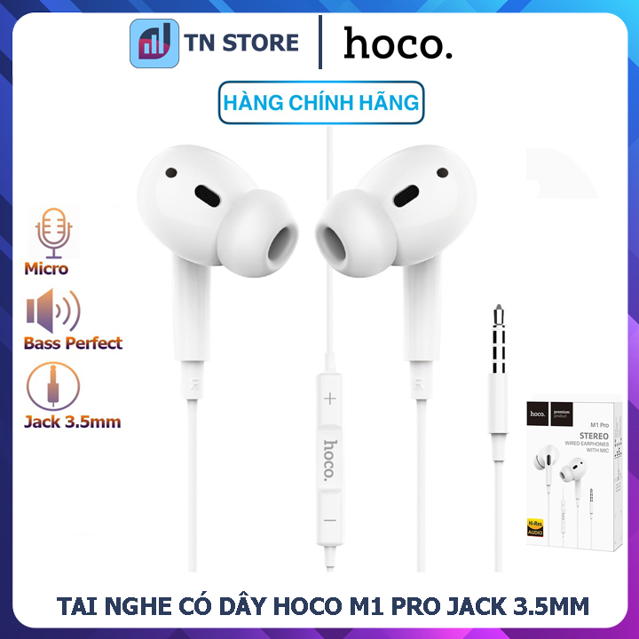 Tai nghe có dây hoco m1 pro - jack 3.5mm - nút tai silicon - mic thoại - điều chỉnh âm lượng - bh 12 tháng