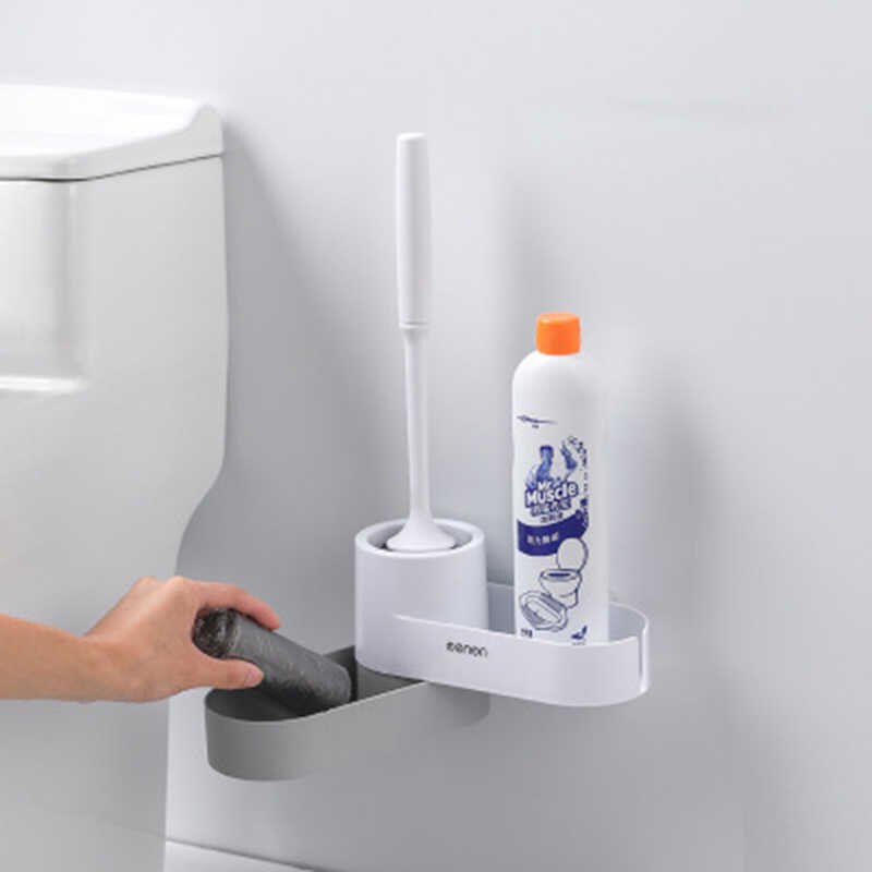 Bộ chổi cọ rửa nhà vệ sinh cao cấp OENON, Kệ để đồ tolet kèm chổi cọ nhà tắm lắp đặt dán tường