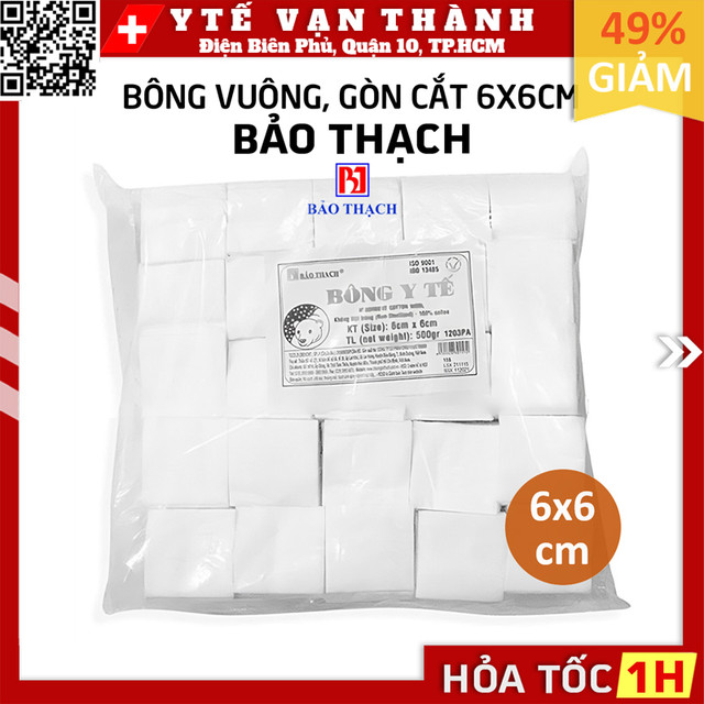 Bông Gòn Cắt, Gòn Vuông 6x6cm Bảo ThạchHoặc Nhãn Hiệu Tương Đương -VT1060