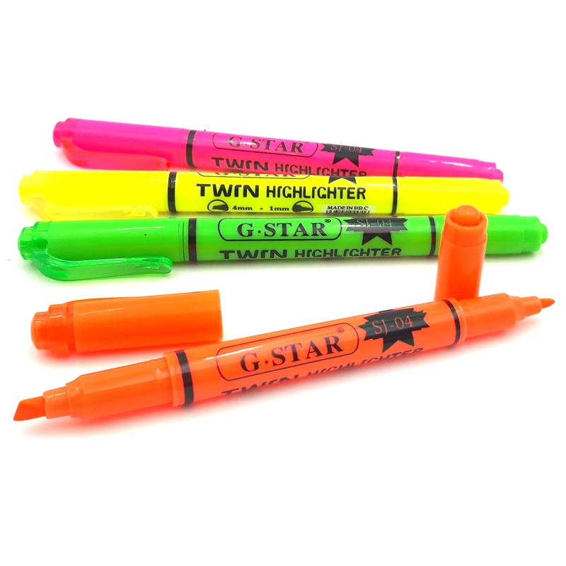 Combo 4 cây viết dạ quang highlight 2 đầu 4 màu G-star SJ-04