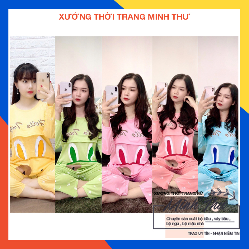 Bộ bầu - bộ sau sinh - cho con bú - chất liệu cotton