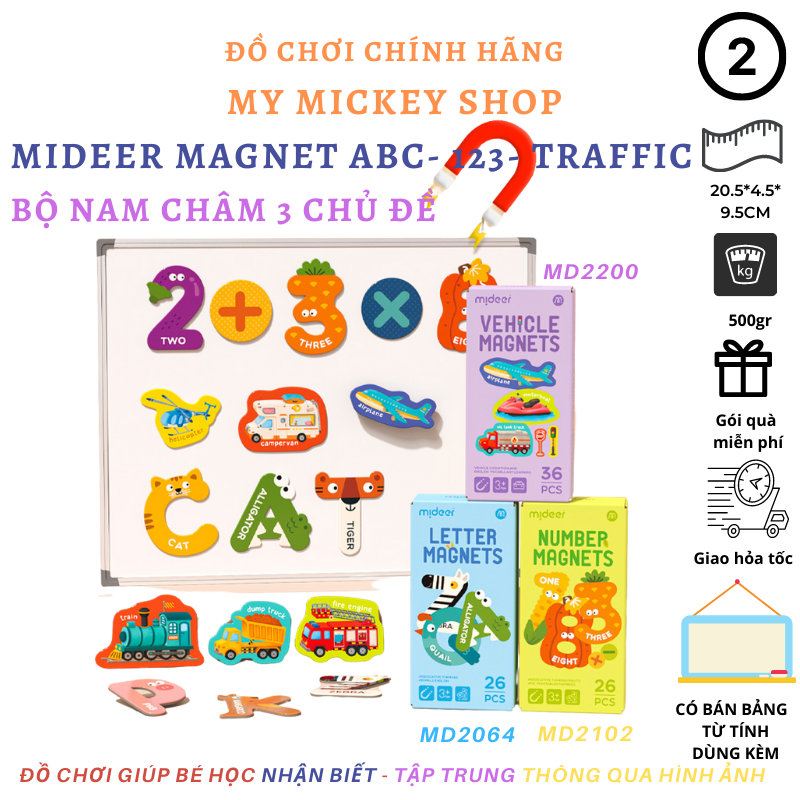 [HCM]Mideer Letters Magnet or Numbers Magnet- Bảng chữ cái hoặc con số nam châm hình các con vật bằng tiếng Anh của Mideer lựa chọn 1 trong 3 mẫu