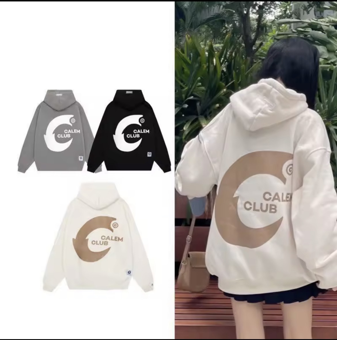 Áo khoác hoodie chui c-clem vải nỉ phối nón rộng phong cách tp