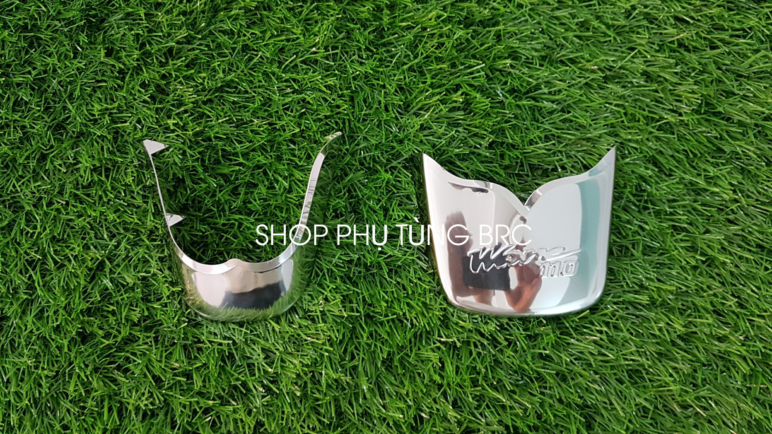 Bộ ốp mỏ dè INOX trước, sau xe WAVE nhỏ.