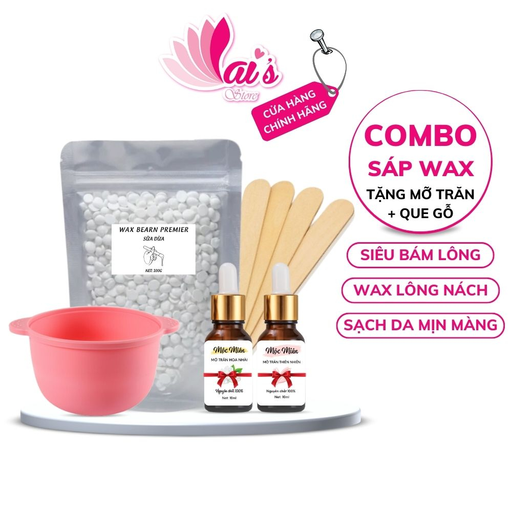 Combo Sáp Wax Lông Nách Cao Cấp 100g Tặng Kèm Mỡ Trăn 10ml Dùng Wax Các Vùng Lông Nách Tay Chân Triệt Râu Ria Mép