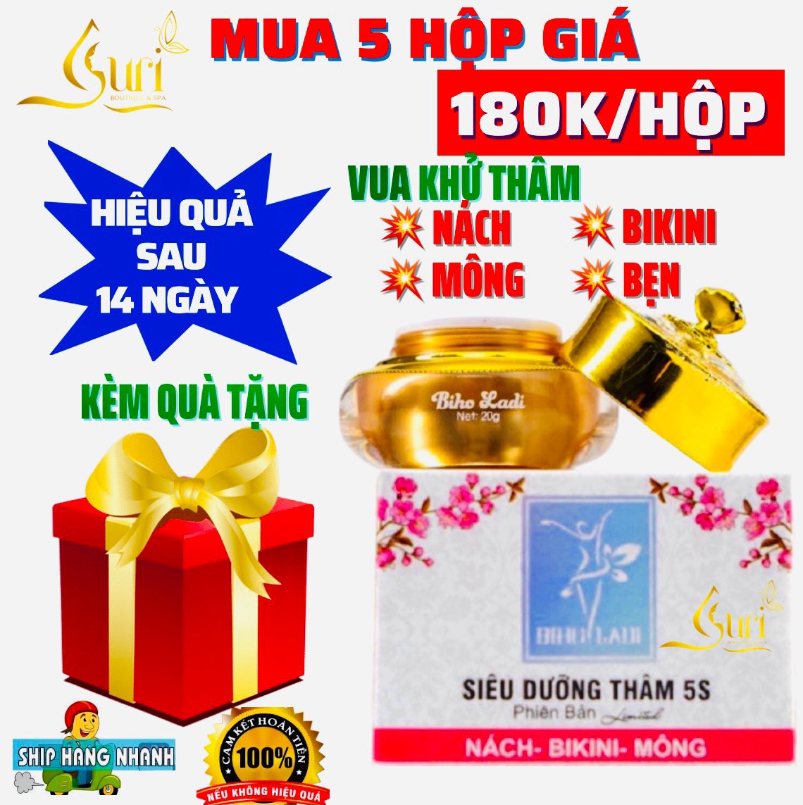 [FREE SHIP] SIÊU DƯỠNG THÂM 5S BIHO LADI - ĐÁNH BAY MỌI VẾT THÂM NÁCH, BẸN, THÂM MÔNG, BIKINI, THÂM RẠN BỤNG, ĐẦU GỐI, CÙI CHỎ