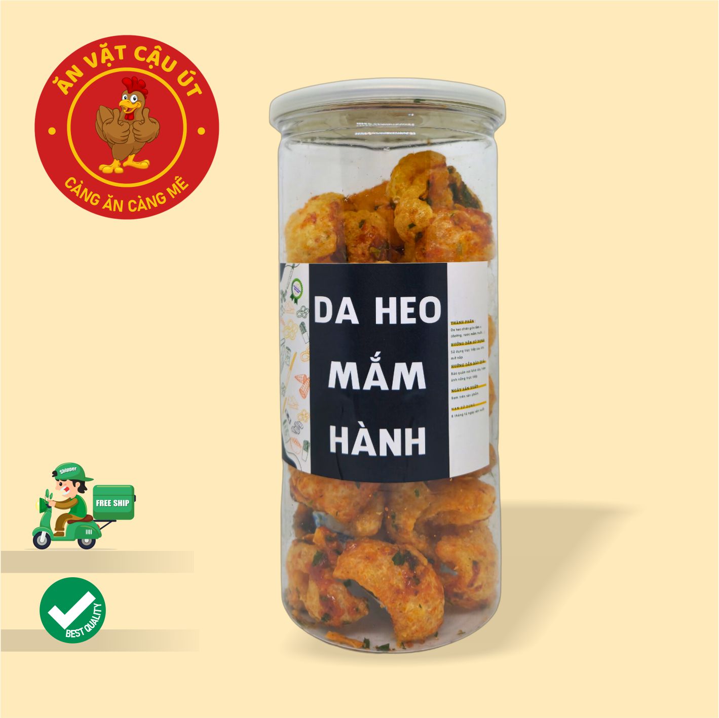 Da heo chiên tỏi ớt/ da heo chiên mắm hành - khô heo quay giòn