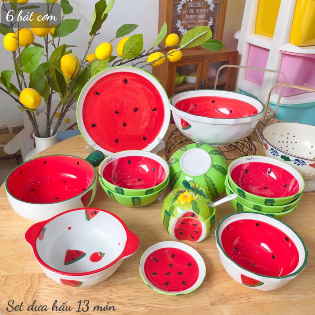 Bát đĩa sứ decor- bát ăn cơm- bát đĩa dưa hấu
