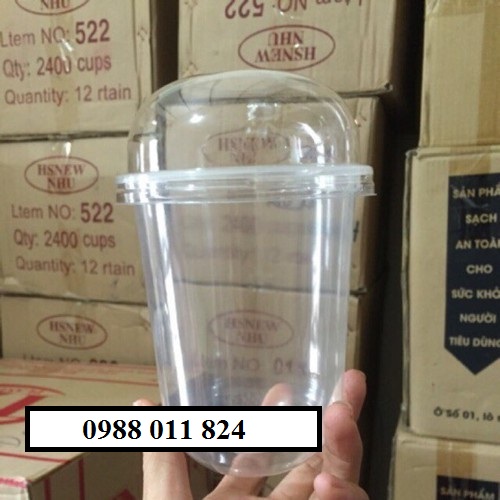 Cốc nhựa đáy bầu 500ml (50 Cốc) – Ly nhựa chữ U 500ml có thể dập màng làm nắp
