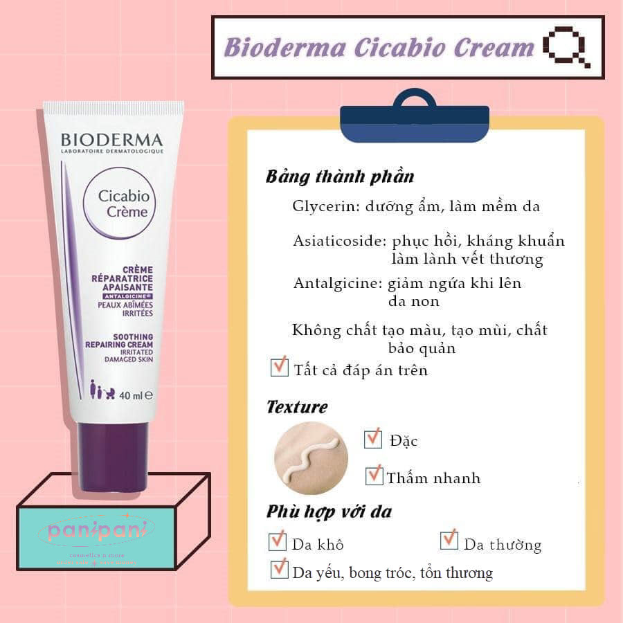 Kem dưỡng cấp ẩm phục hồi da chứa b5 bio-cicabio cream 40ml