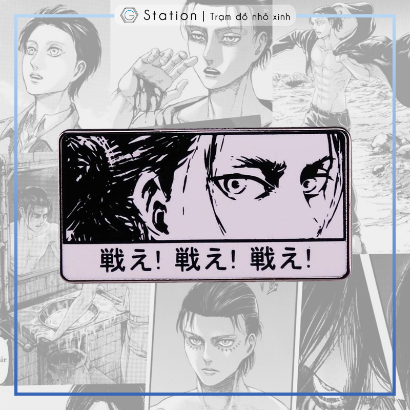 Pin cài áo manga anime Attack on Titan nhân vật Eren Yeager/ Levi Ackerman/ Mikasa Ackerman - GC467