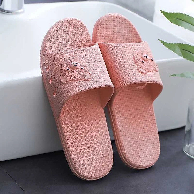 Dép quai ngang nữ màu hồng gấu xinh xắn