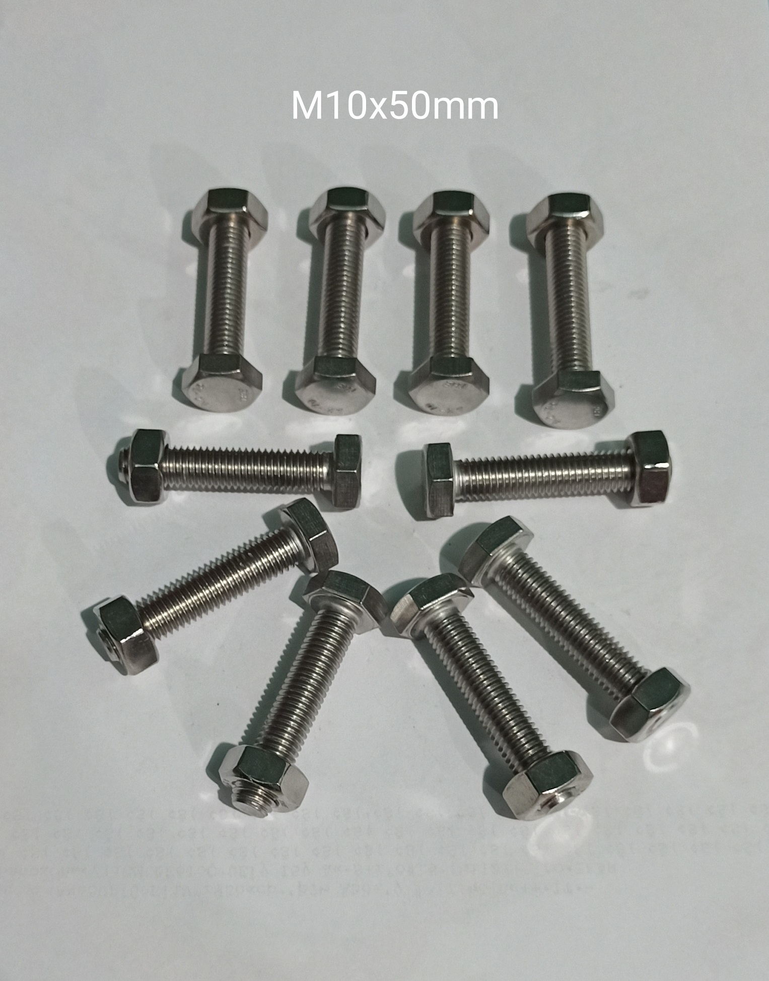 M10x50mm INOX 304 COMBO 10 Bu Long Con Tán INOX Chống Gỉ, 10 Li 5 Phân