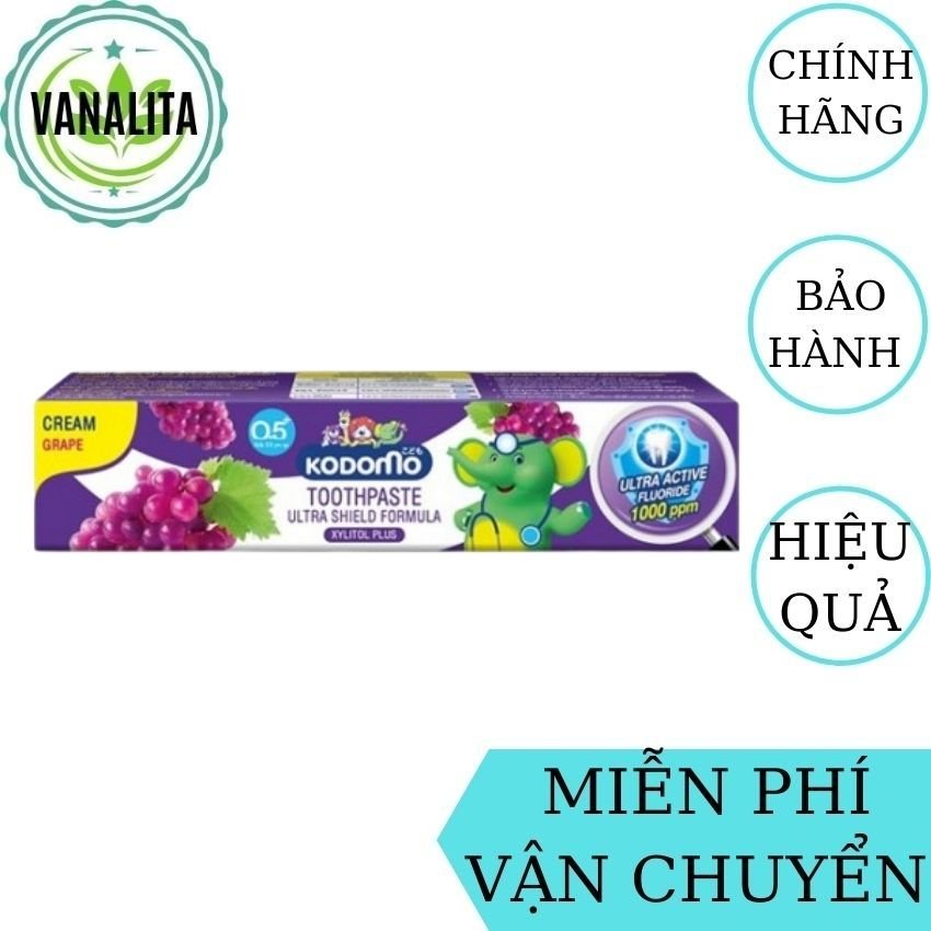 [FreeShip] Kem Đánh Răng Em Bé Kodomo Thái Lan VANALITA hương thơm trái cây - 40g (Hương Nho)