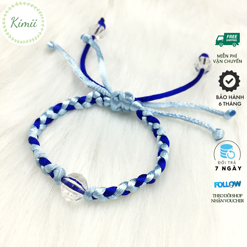 Vòng tay dây tim may mắn mix nhiều màu đính hạt pha lê V79, Vòng tay phong thủy, Vòng tay handmade