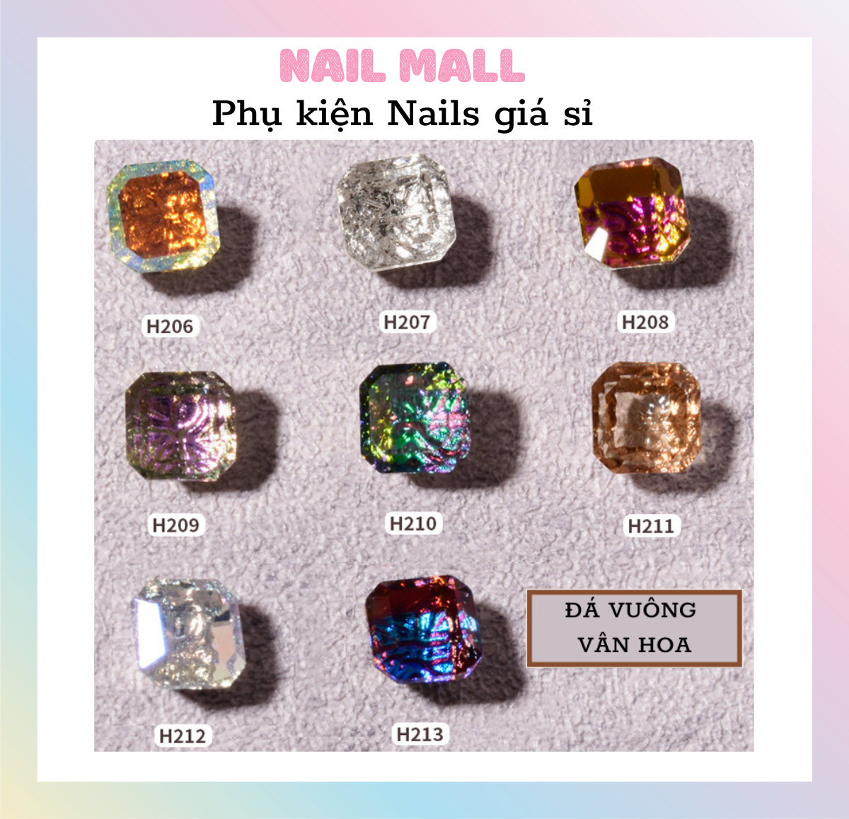 Đá Nail Vân Hoa Siêu Sáng Phong Cách Nhật mới nhất HZ2225