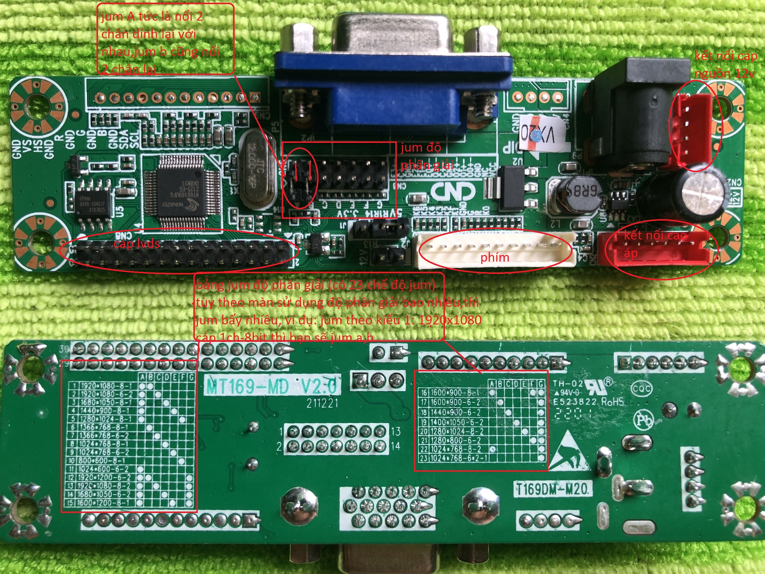 Board độ lcd đa năng sử dụng nguồn 12v full bộ