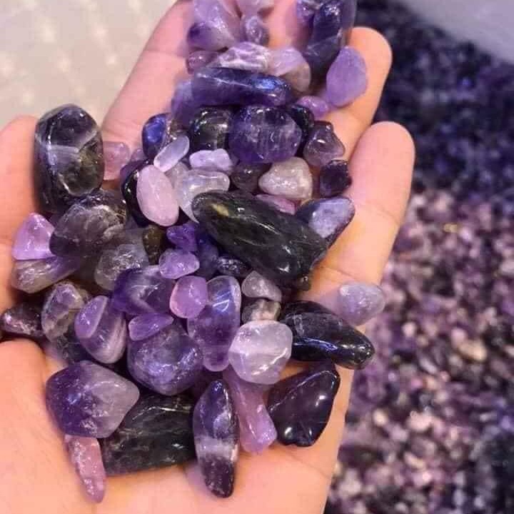 1000gr đá hạt thạch anh màu tím amethyst