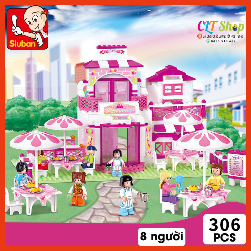 Đồ chơi xếp hình lego nhà hàng Pink Dream Romantic Restaurant Sluban B0150