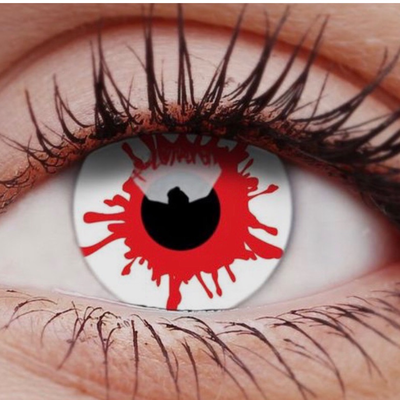 Cặp Lens hoá trang máu - contact lens trắng đỏ -  1 cặp lens HALLOWEEN - lens máu