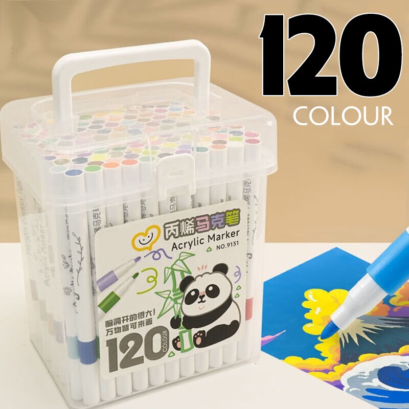 [BẢN ĐẶC BIỆT] Bộ 120 màu bút ACRYLIC MARKER có thể vẽ được trên nhiều bề mặt khác nhau, màu sắc tươi sáng, trung thực
