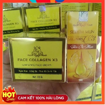 Kem face và serum mụn collagen x3 đông anh hàng chính hãng