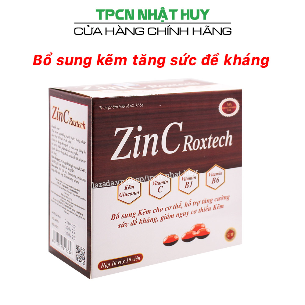 Viên uống bổ sung kẽm ZinC Roxtech hỗ trợ tăng cường sức đề kháng
