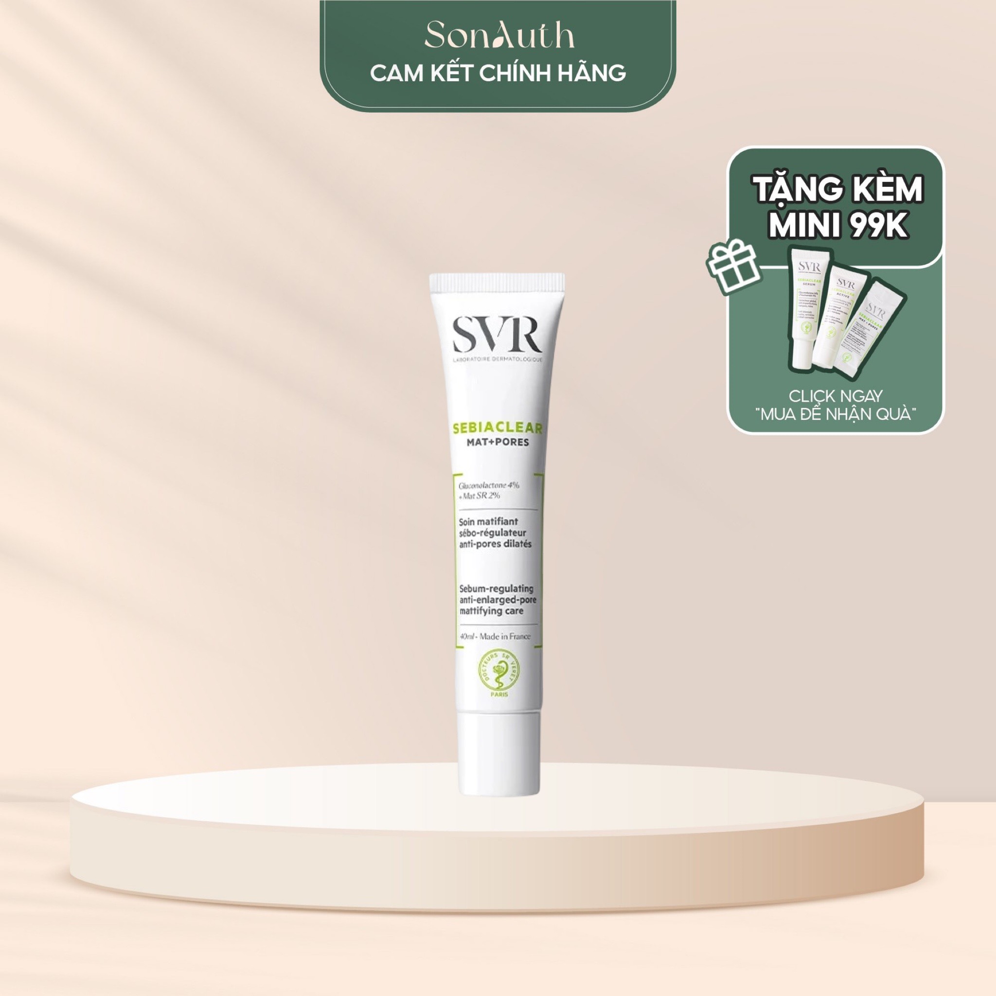 Kem dưỡng svr sebiaclear mat + pores 40ml