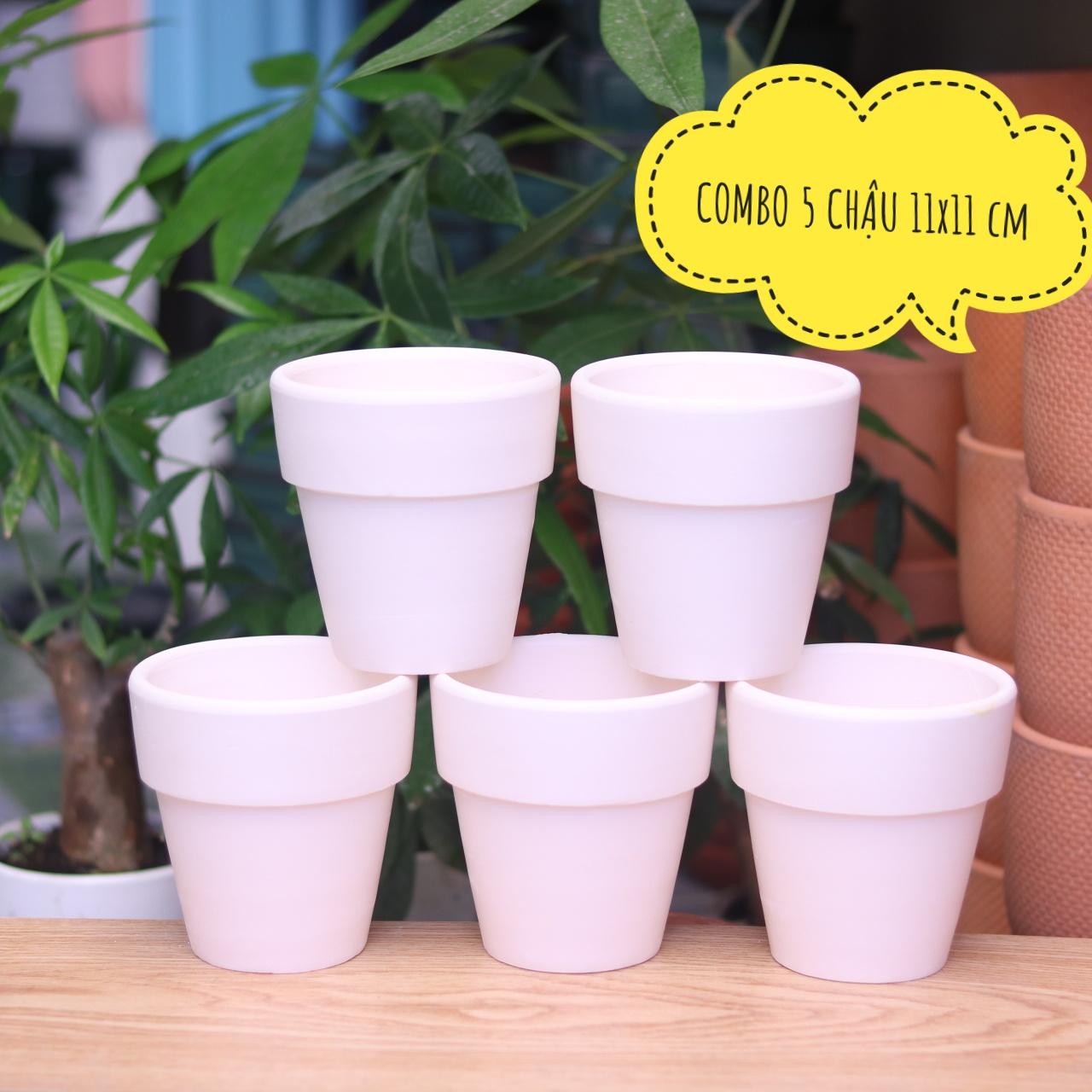 [HCM]COMBO 5 chậu đất nung 11x11 trồng cây cảnh nội thất sen đá xương rồng - chau cay canh sen da xuong rong