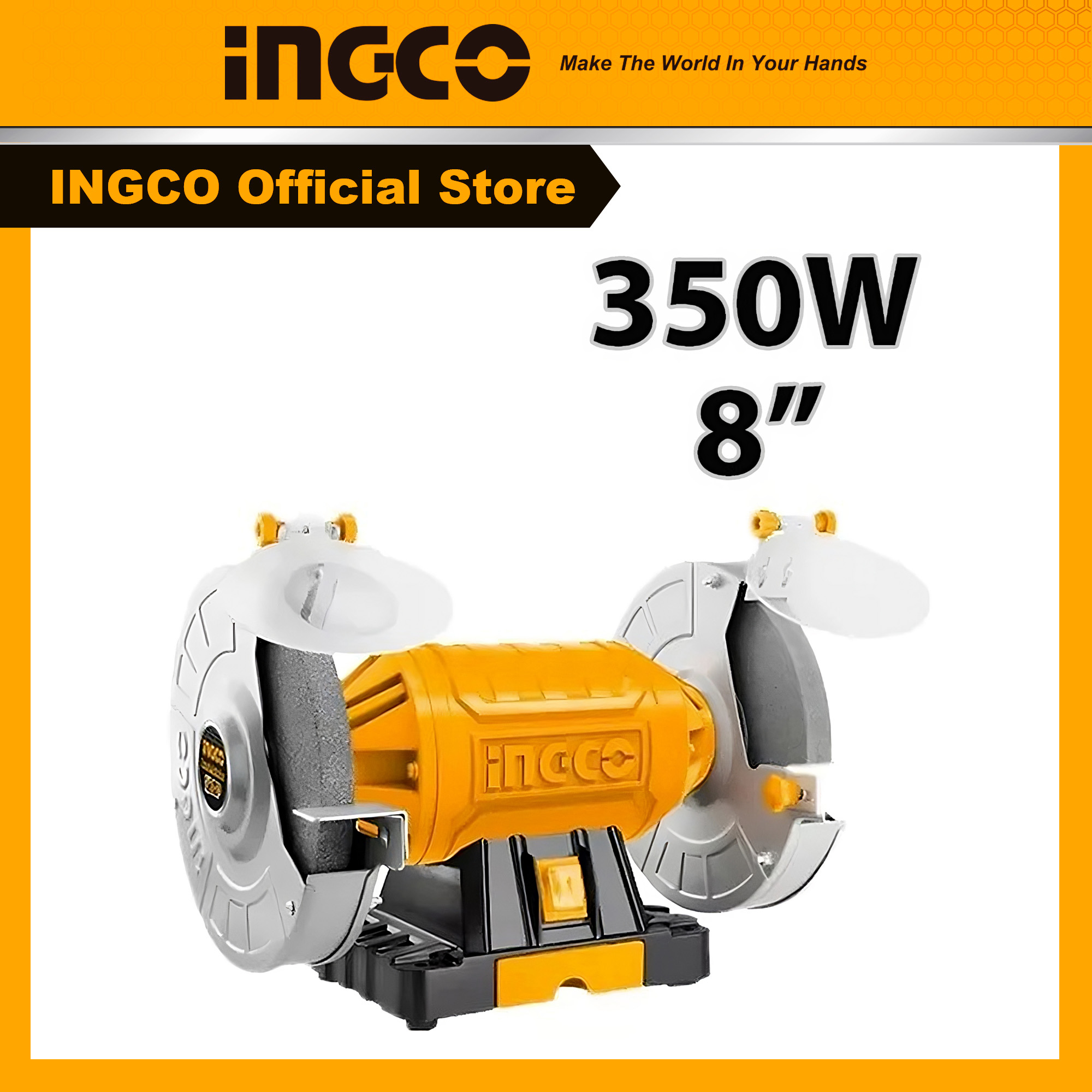 Máy mài hai đá, máy mài đá 2 đầu, máy mài để bàn 2 đá ingco bg83502 350w đường kính đá mài 200mm