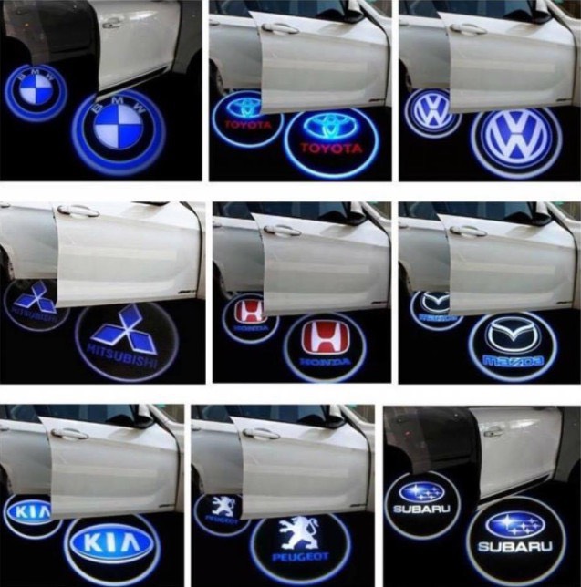 BỘ 2 đèn chiếu cảnh báo va chạm khi mở cửa ô tô đầy đủ logo thương hiệu xe siêu độc