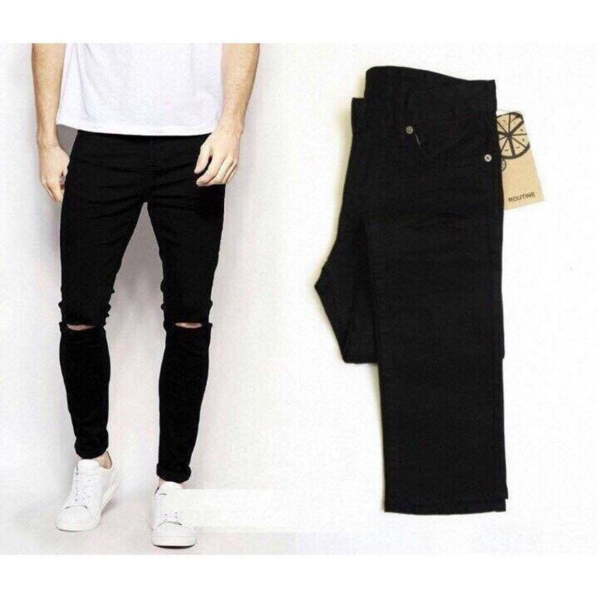 Quần Jean Nam Phong Cách MS 01R ĐEN/RÁCH (2) (Có Size Đại) - Mua Sắm Giá Gốc Online