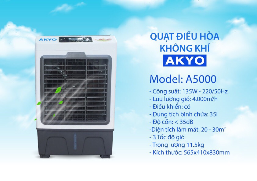 Quạt điều hòa không khí inverter AKYO A5000 bảo hành 2 năm