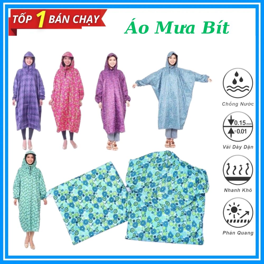Áo mưa bít, Áo mưa bít hoa siêu nhẹ, Áo mưa bít siêu chống thấm nước, siêu bền