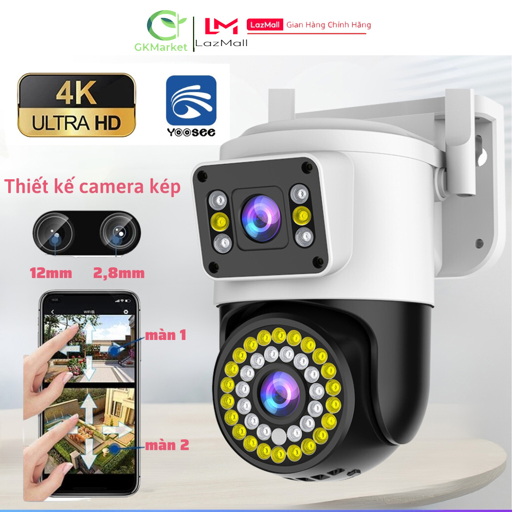 Camera 2 Mắt Thông Minh Yoosee Giám Sát Ngoài Trời Không Dây Chống Nước An Toàn Xem 2 Màn Hình Cùng 1 Lúc 5.0MPX Xoay 360 Độ, Ban Đêm Có Màu, Đàm THoại 2 Chiều - GK Chính Hãng Giá 750,000 Đồng*Miễn phí vận chuyển