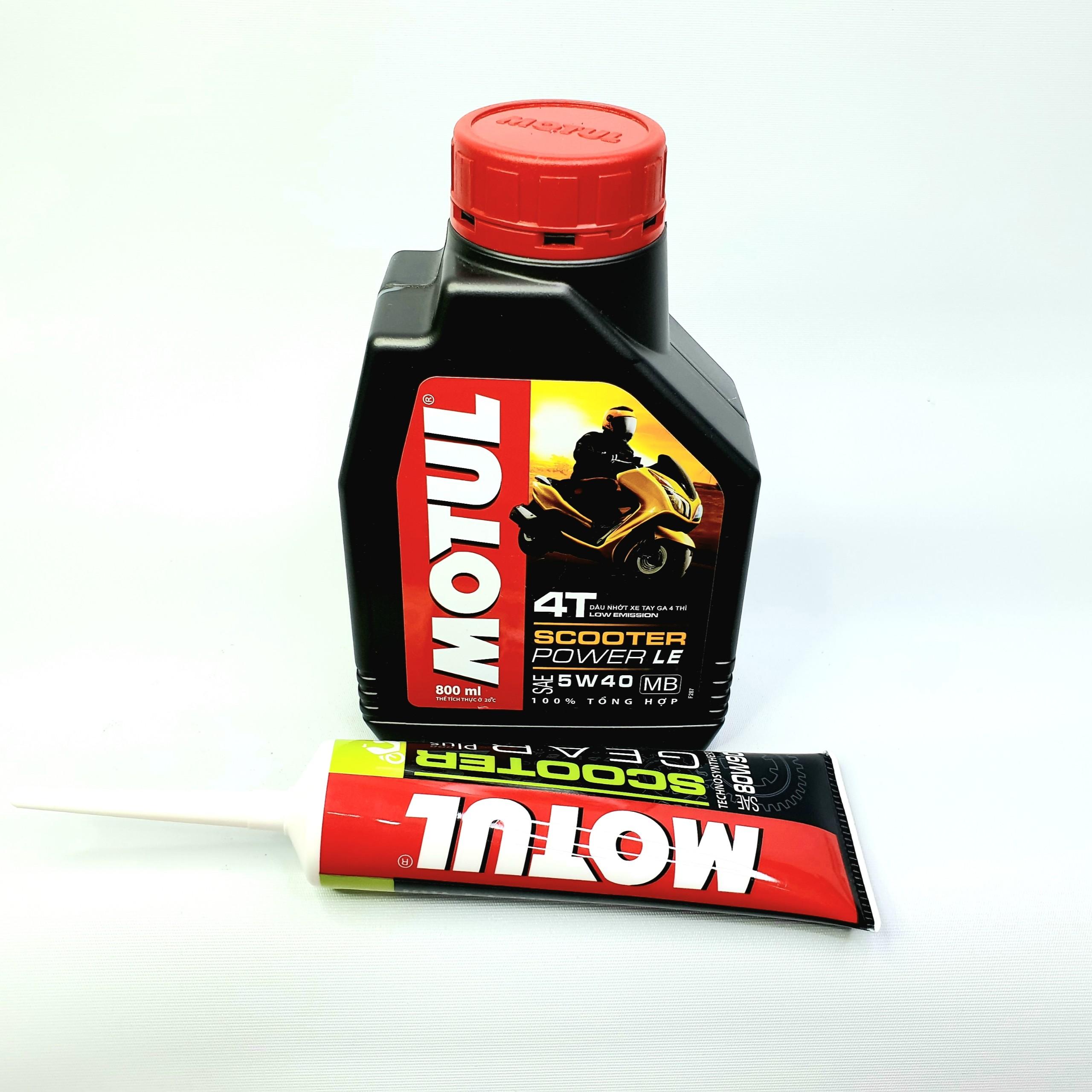 [HCM][COMBO XE GA] MOTUL Scooter Power LE 5W40 800ml (vàng) và nhớt hộp số Motul Gear 80W90