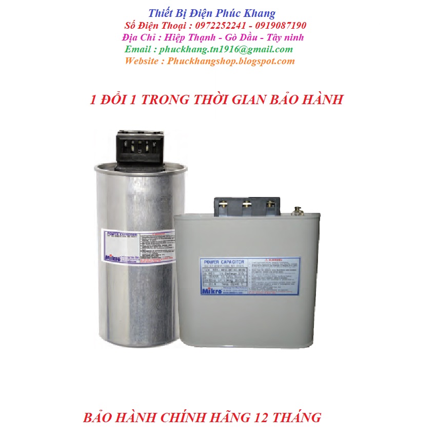 Tụ bù vuông công suất cos phi tiết kiệm điện 3pha 440v mms-445015kt- 15kvar