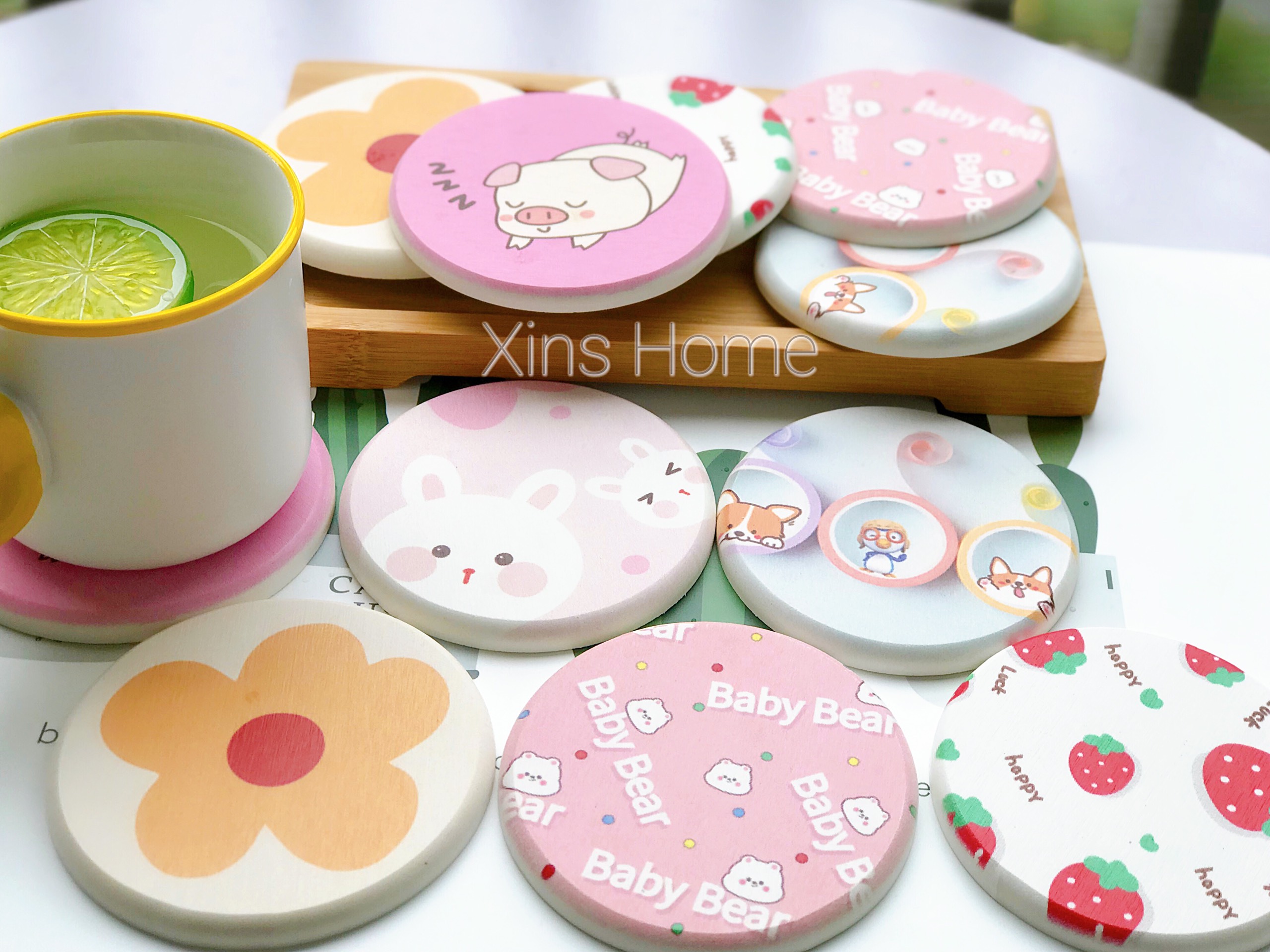 Lót ly / Đế lót ly Diatomite hoạt hình🐰🐰🍓🍓