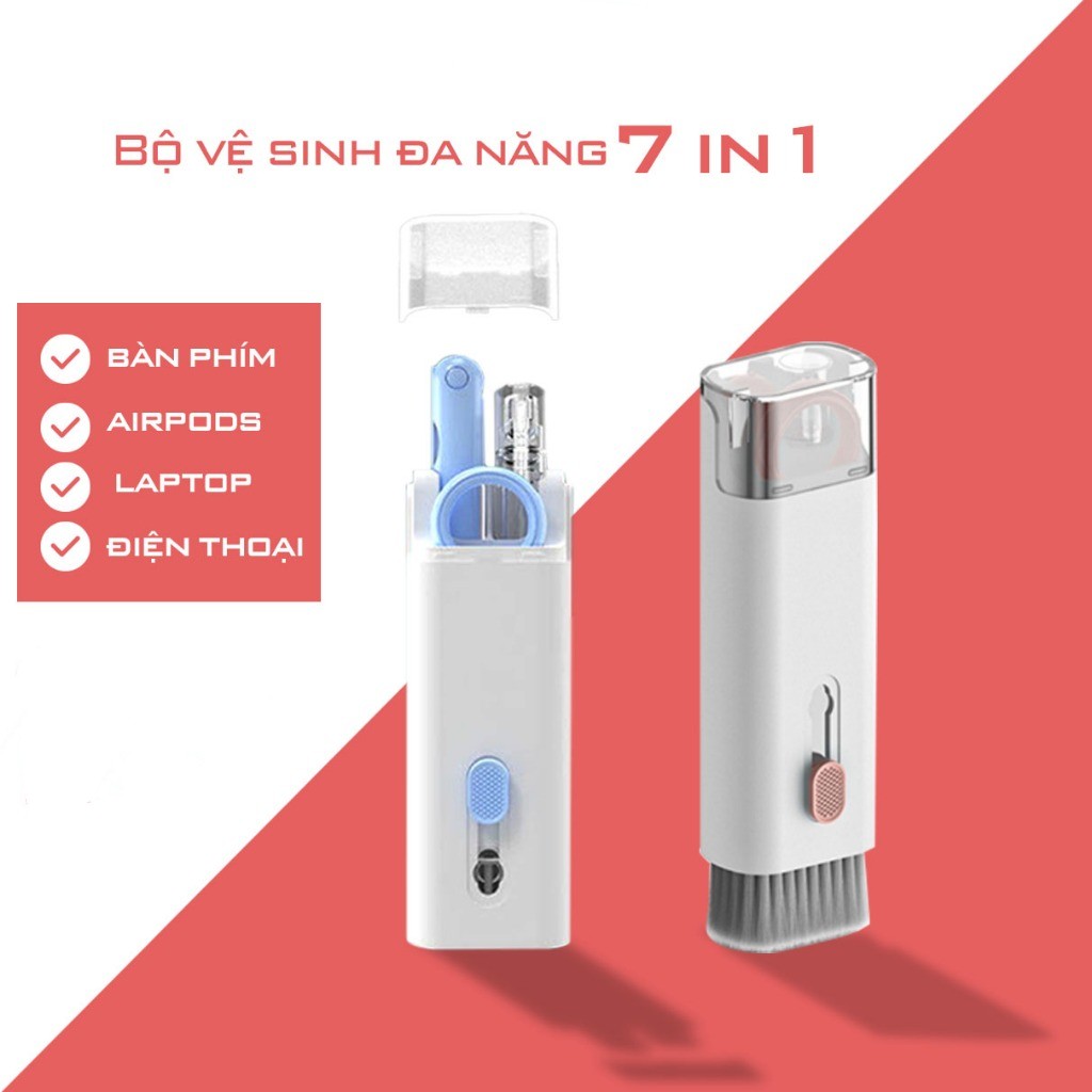  Bộ Dụng Cụ Vệ Sinh Laptop - Máy tính - Bàn Phím - Tai Nghe Airpod Đa Năng 7 in 1 - MOGEE 