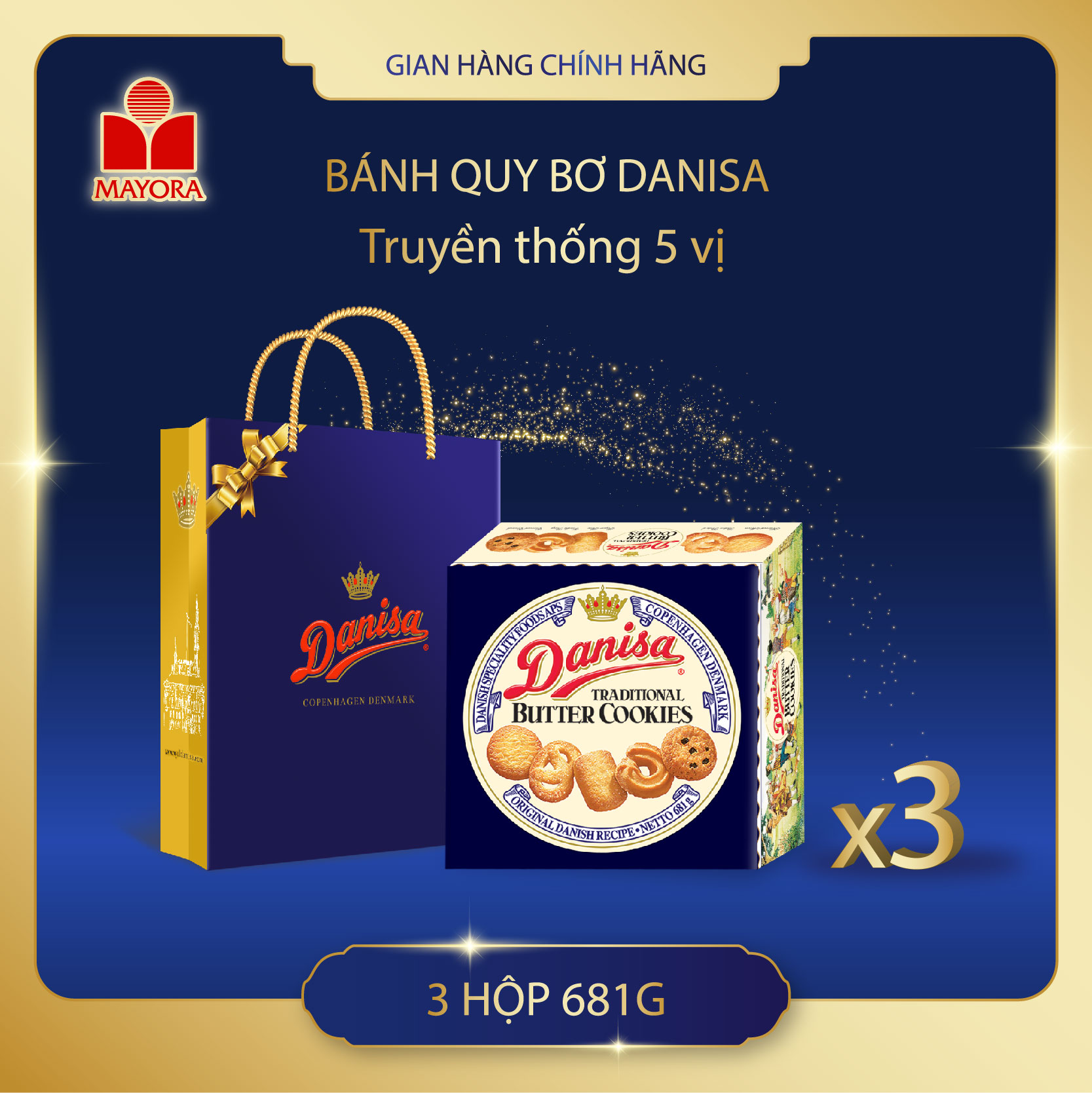Combo 3 hộp bánh quy bơ danisa 681g