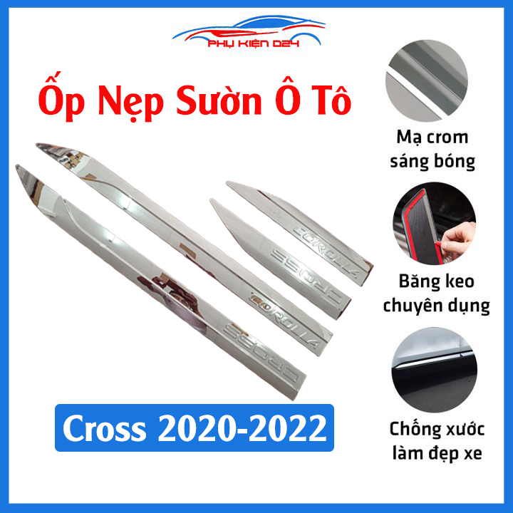 Bộ ốp nẹp sườn, nẹp hông xe ô tô Toyota Cross 2020-2022 Bản To Cao Cấp mạ crom, trang trí bảo vệ cửa xe hơi