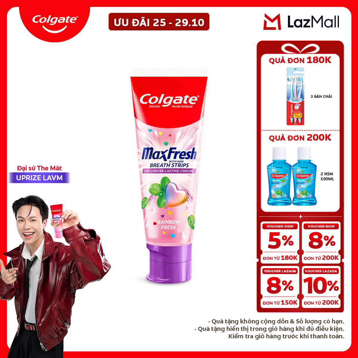 Kem đánh răng Colgate MaxFresh hương nhiệt đới, tinh thể cầu vồng the mát 100g/tuýp