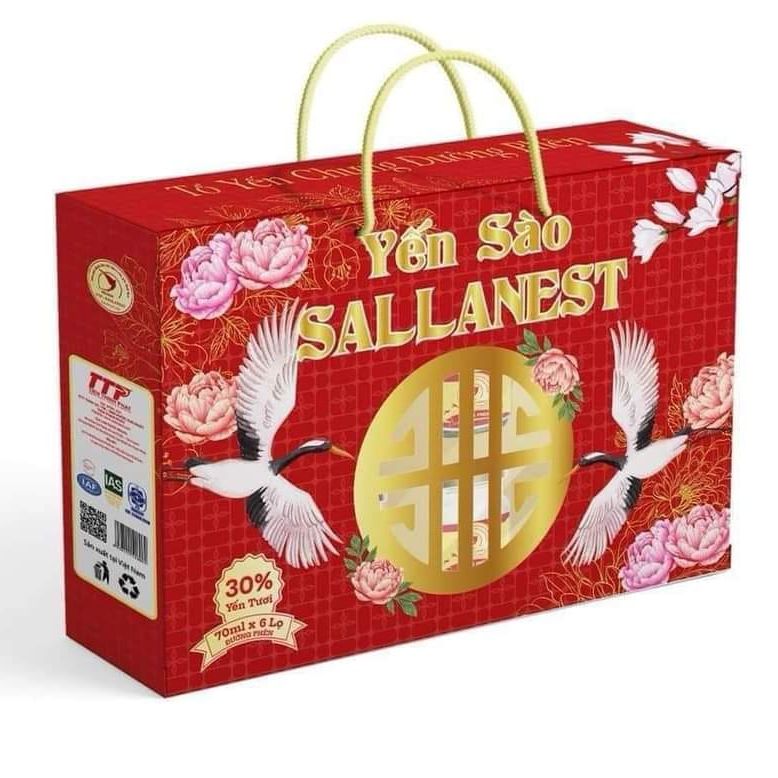   QUÀ TẾT 2025  Combo 5 hộp Yến chưng đường phèn Sallanest 30% tố yến TẶNG THÊM 1 HỘP 