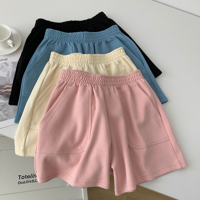 Quần short vải nỉ dày dặn màu trơn có túi