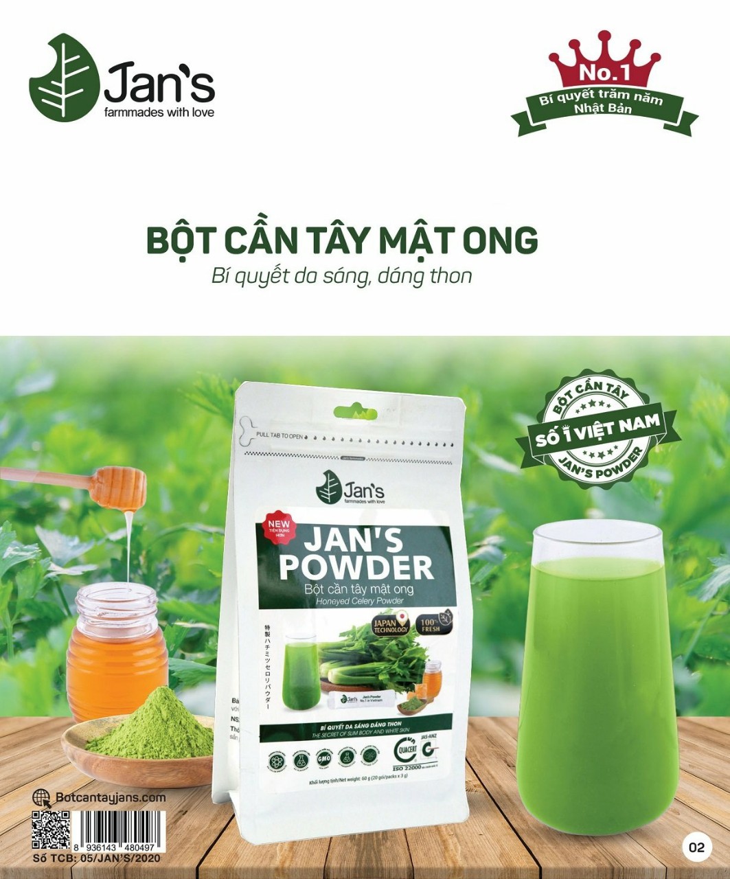 Bột cần tây mật ong jan's mới 20 gói tiện dụng
