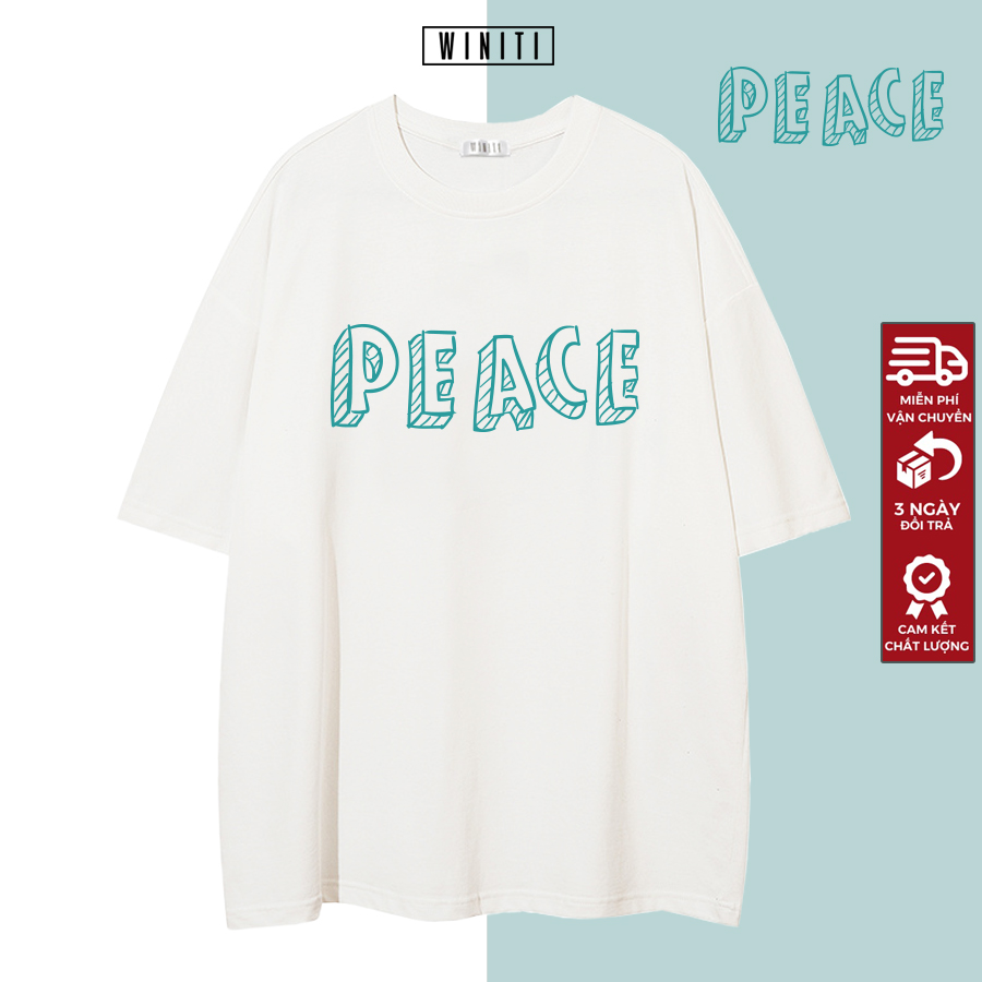 Áo thun unisex phông nam nữ basic form suông rộng phong cách Hàn Quốc Peace Winiti T shirt