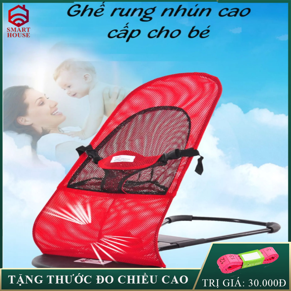 Ghế rung- ghế nhún - ghế nằm khung thép cao cấp an toàn cho bé- tặng thước đo chiều cao
