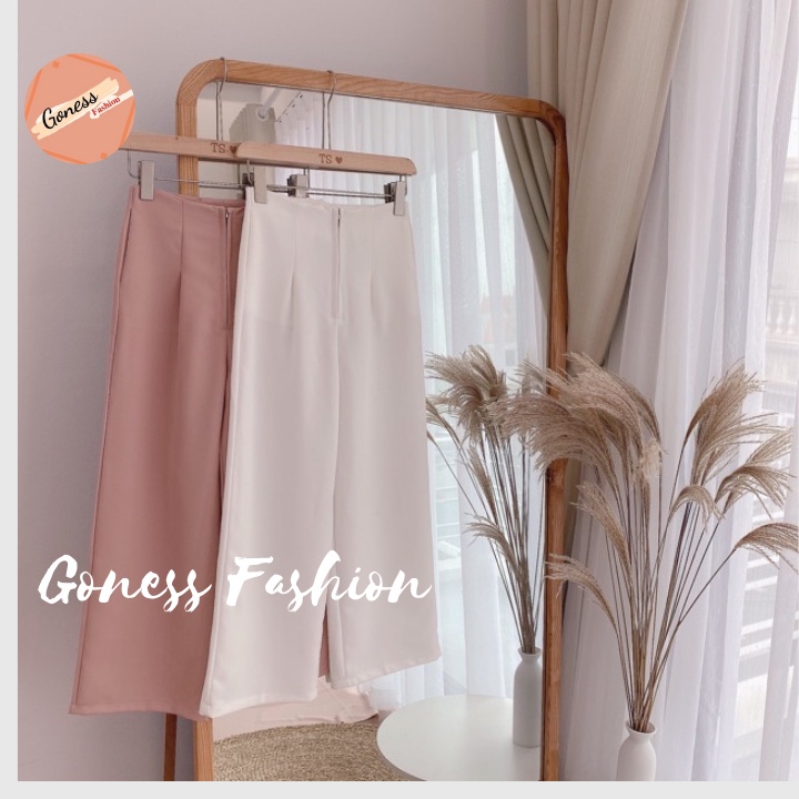 Quần Suông Ống Rộng Culottes Dáng Dài Lưng Cao Khóa Trước Chất Liệu Vải Vintex Cao Cấp Cho Phái Nữ Goness Or011