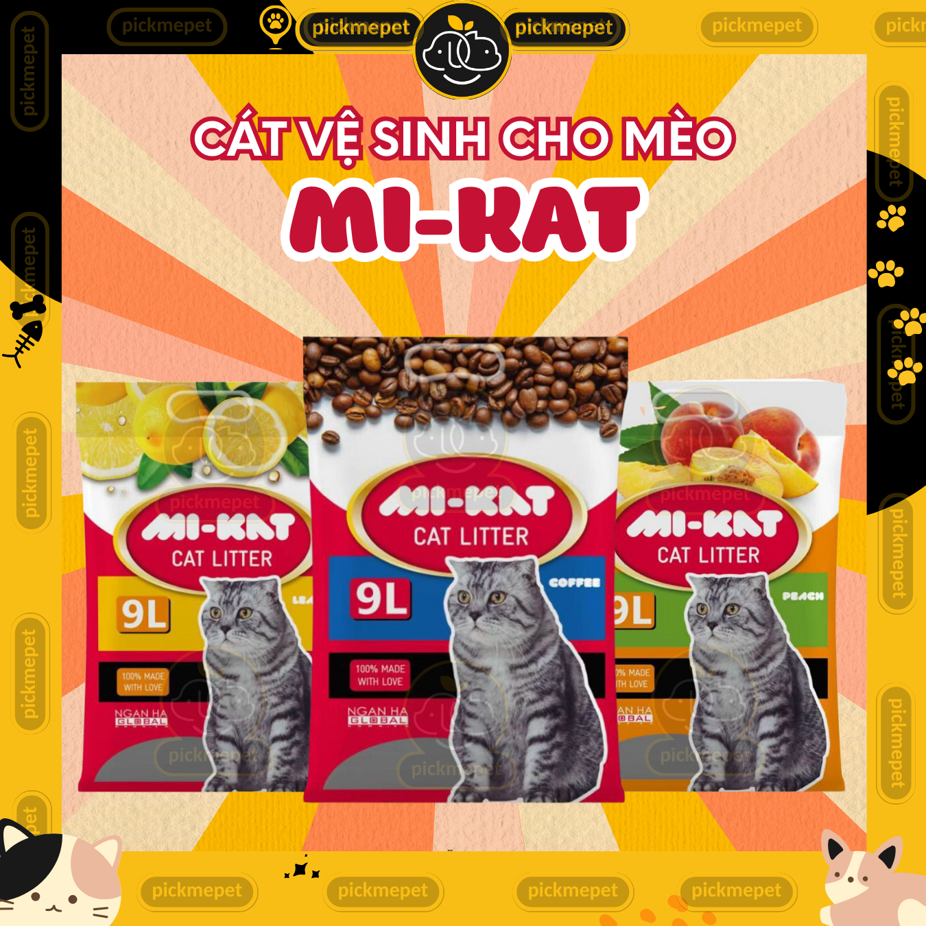 Cát Vệ Sinh Cho Mèo - Cát Nhật CIAO  9L - Mikat Mi Kat (Ciao Cũ) Siêu khử mùi, vón cục