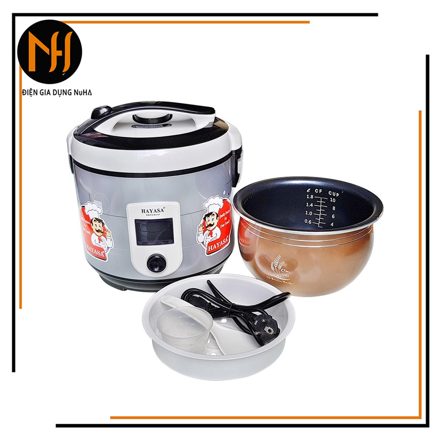 Nồi cơm điện hayasa ha-186 lồng niêu dung tích 1.8l công suất 700w bảo hành 12 tháng